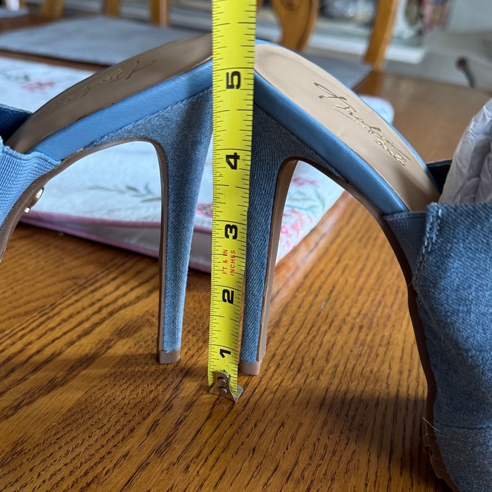 Thalia Sodi Light Blue Denim Open-Toe Stiletto Mules - Like NEW! - Picture 6 of 12